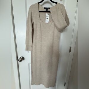 French Connection Beige Long Sleeve Dress